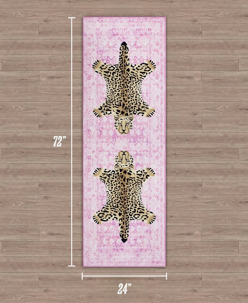 Juicy Couture Leopard Medallion Finely Soft Washable Runner Rug, 24" x 72"