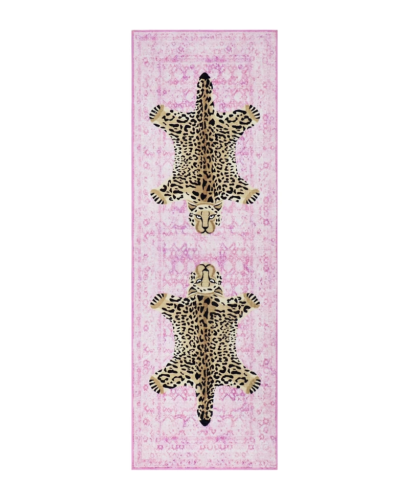 Juicy Couture Leopard Medallion Finely Soft Washable Runner Rug, 24" x 72"