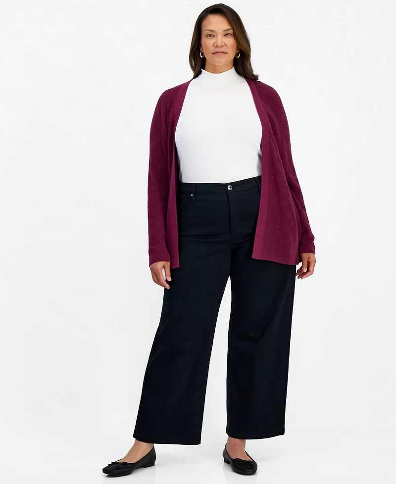 Style & Co Plus High-Rise Wide-Leg 5-Pocket Twill Pants, Macy's Exclusive