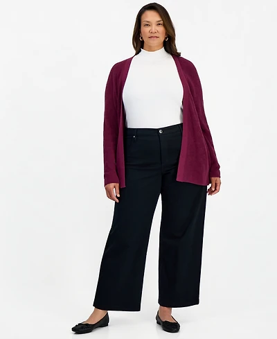 Style & Co Plus High-Rise Wide-Leg 5-Pocket Twill Pants, Macy's Exclusive