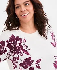 Style & Co Plus Floral Crewneck Long Sleeve Sweater, Macy's Exclusive