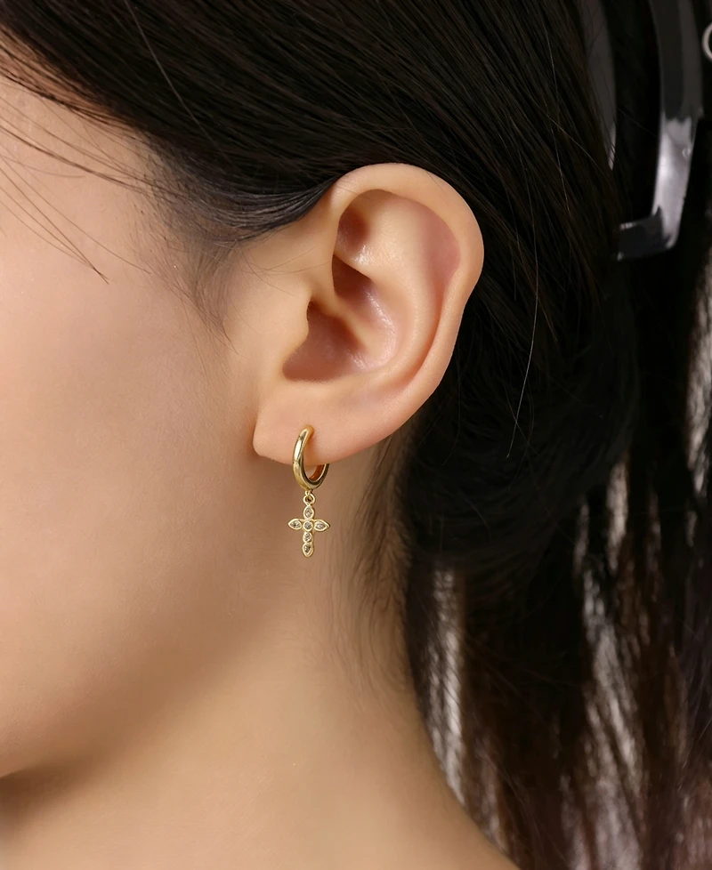 Unwritten Cubic Zirconia Cross Pendant Earring Trio Set