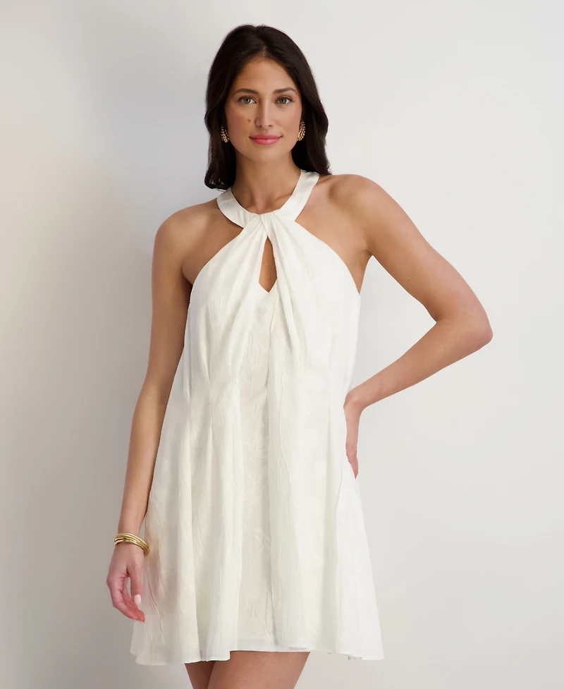 Siena Women's Textured Burnout Halter Neck Mini Dress