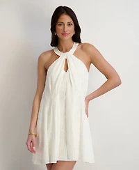 Siena Women's Textured Burnout Halter Neck Mini Dress