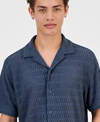 Sun + Stone Men's Andre Knit Tonal Stripe Camp Shirt, Exclusively at Macy's