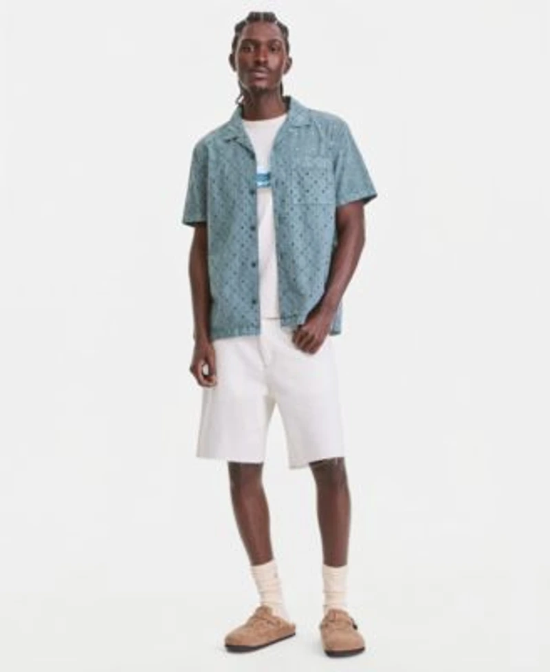 Sun Stone Mens Cotton Eyelet Camp Shirt T Shirt Denim Shorts Macys Exclusive
