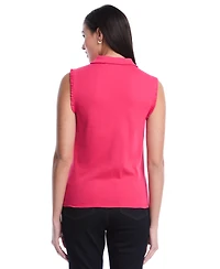 Rafaella Petite Ruffle Trim Sleeveless Polo Shirt