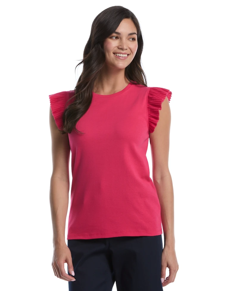 Rafaella Petite Ruffle Cap-Sleeve Top