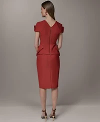 Donna Karan New York Womens Crewneck Peplum Top Pencil Midi Skirt