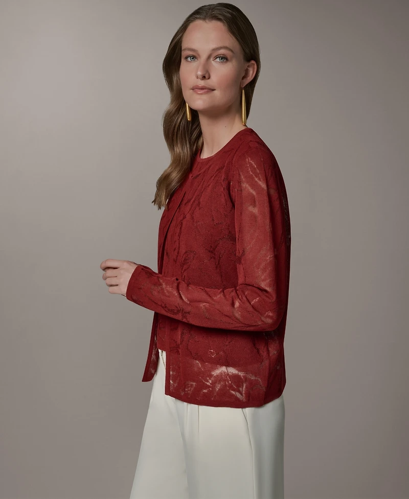Donna Karan New York Women's Crewneck Novelty Cardigan