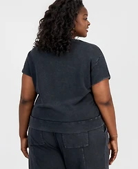 And Now This Trendy Plus Cropped French Terry Top
