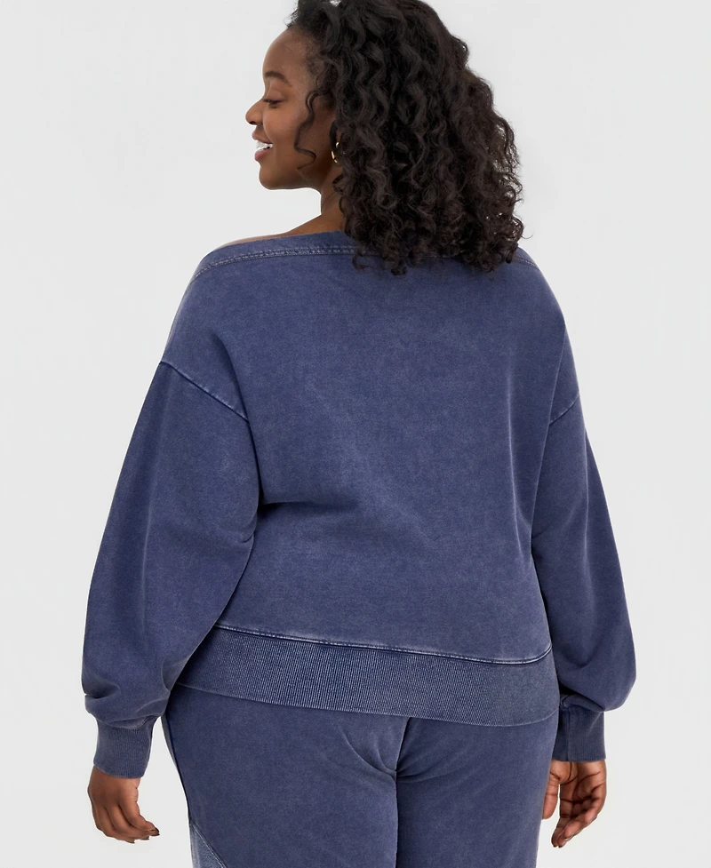 And Now This Trendy Plus French Terry Off-The-Shoulder Sweatshirt