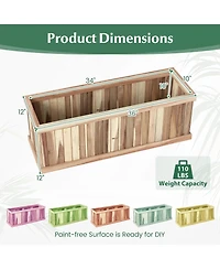Sugift Acacia Wood Raised Garden Bed Rectangular Planter with Drainage