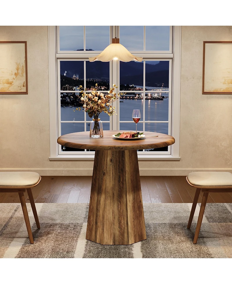 Tribesigns 31.5" Round Dining Table for 4, Wood Kitchen Table, Small Dinner Table
