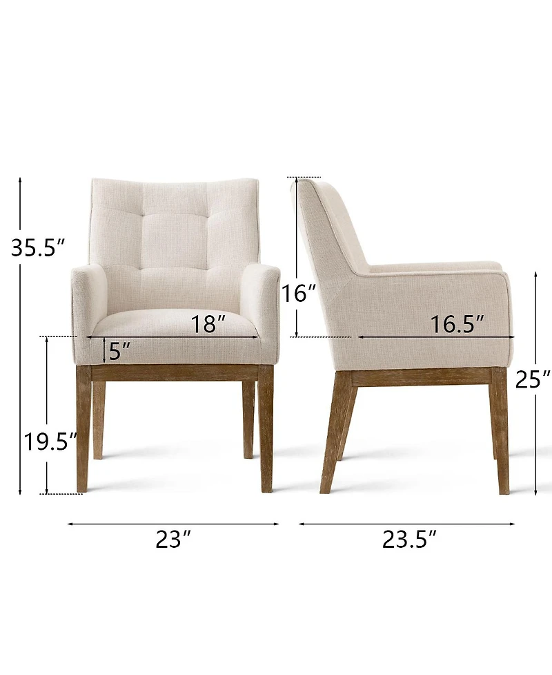 Maison Boucle Upholstered Dining Arm Chairs Set of 2, High Back, Solid Wood