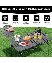 Slickblue Aluminum Camping Table for 4-6 People with Carry Bag-Black