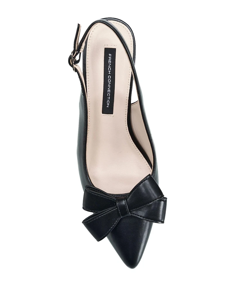 French Connection Womens Brinton Oversized Bow Kitten Heel