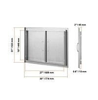 Sugift Bbq Access Door 30W x 21H in Double Outdoor Kitchen Stainless Steel