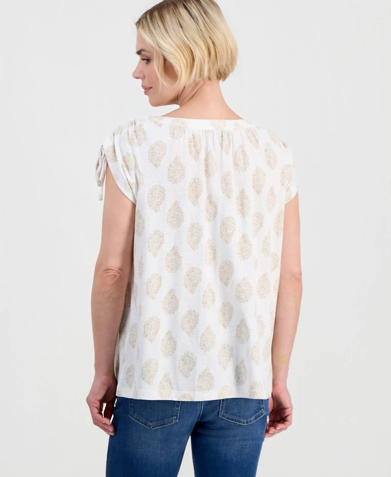 Style & Co Petite Flora Drop Cotton-Linen Dolman-Sleeve Top, Macy's Exclusive