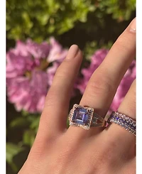 Suzy Levian Sterling Silver Asscher Cut Cubic Zirconia Ring