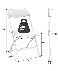 Folding Chair Pack,White plastic Folding Chairs,for Indoor and Outdoor Events,350-lb Capacity Heavy Duty Folding Chairs