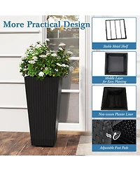 Sugift Set of 2 Tall Flower Pot with Open-ended Base