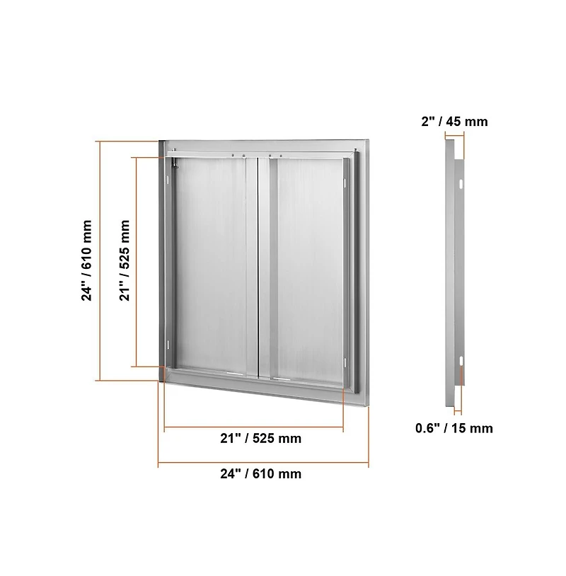 Sugift Bbq Access Door 24W x 24H in Double Flush Mount Stainless Outdoor