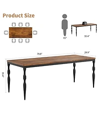 homfan Rectangular Dining Table for 4 to 8 with Curved Metal Legs