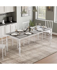 homfan Rectangular Dining Table for 4 to 8 with Curved Metal Legs
