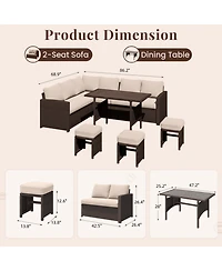 Aecojoy 7 Pieces Outdoor Wicker Rattan Furniture Set