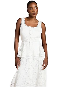 Coast Women's Peplum Hem Button Down Lace Midi Dress