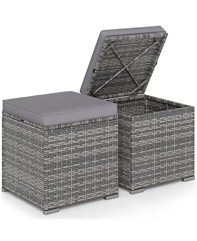 Sugift 2 Pieces Patio Ottoman with Hidden Storage Space