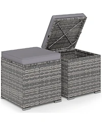 Sugift 2 Pieces Patio Ottoman with Hidden Storage Space