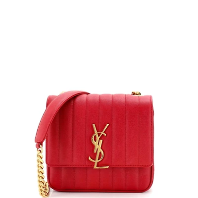 Pre-Owned Saint Laurent Medium Vicky Crossbody Bag Vertical Quilted Grainy Leather