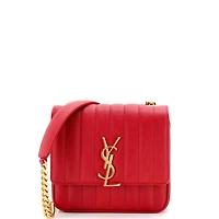 Pre-Owned Saint Laurent Medium Vicky Crossbody Bag Vertical Quilted Grainy Leather