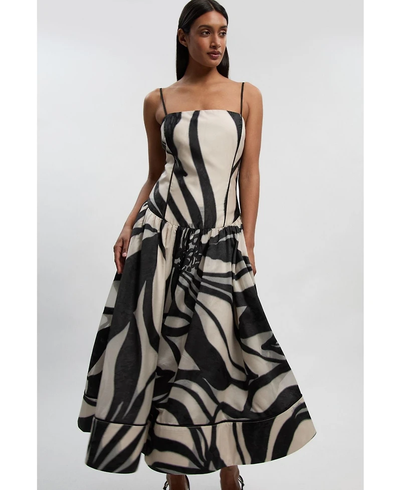 Karen Millen Women's Floral Jacquard Maxi Prom Dress
