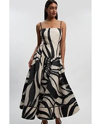 Karen Millen Women's Floral Jacquard Maxi Prom Dress