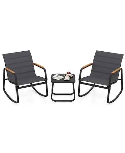 Sugift 3 Piece Outdoor Rocking Bistro Set with Porch Rocker Chairs