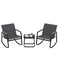Sugift 3 Piece Outdoor Rocking Bistro Set with Porch Rocker Chairs