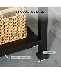Outsunny Movable Stainless Steel 3-Shelf Outdoor Grill Cart w/ Side Handle