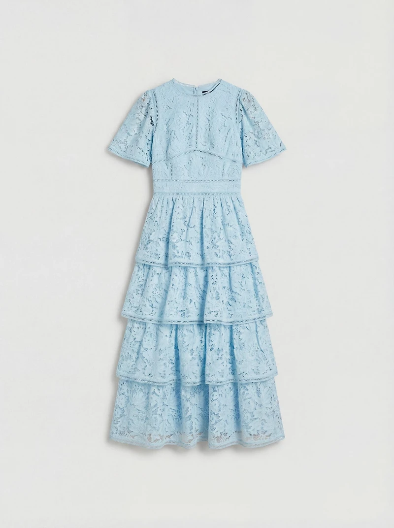 Coast Women's Flutter Sleeve Tiered Midi Dress