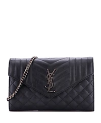 Pre-Owned Saint Laurent Medium Classic Monogram Chain Wallet Mixed Matelasse Leather