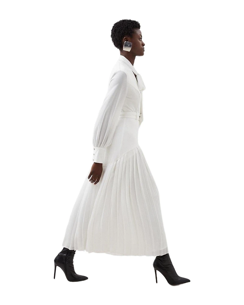 Karen Millen Jersey Ponte Georgette Mix Midi Dress