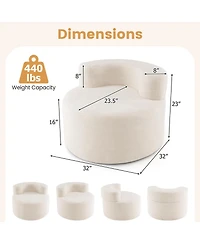 Slickblue Teddy Fleece Moon Floor Chair, Cozy Single Sofa Seat for Bedroom and Lounge