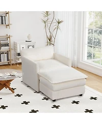 Slickblue Large Accent Chair with Ottoman, Soft Corduroy Upholstery and Deep Cushion Comfort