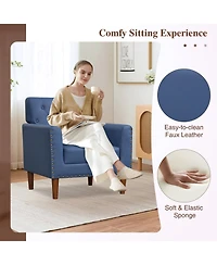 Slickblue Button Tufted Accent Chair with Rivet Trim, Mid Century Modern Living Room