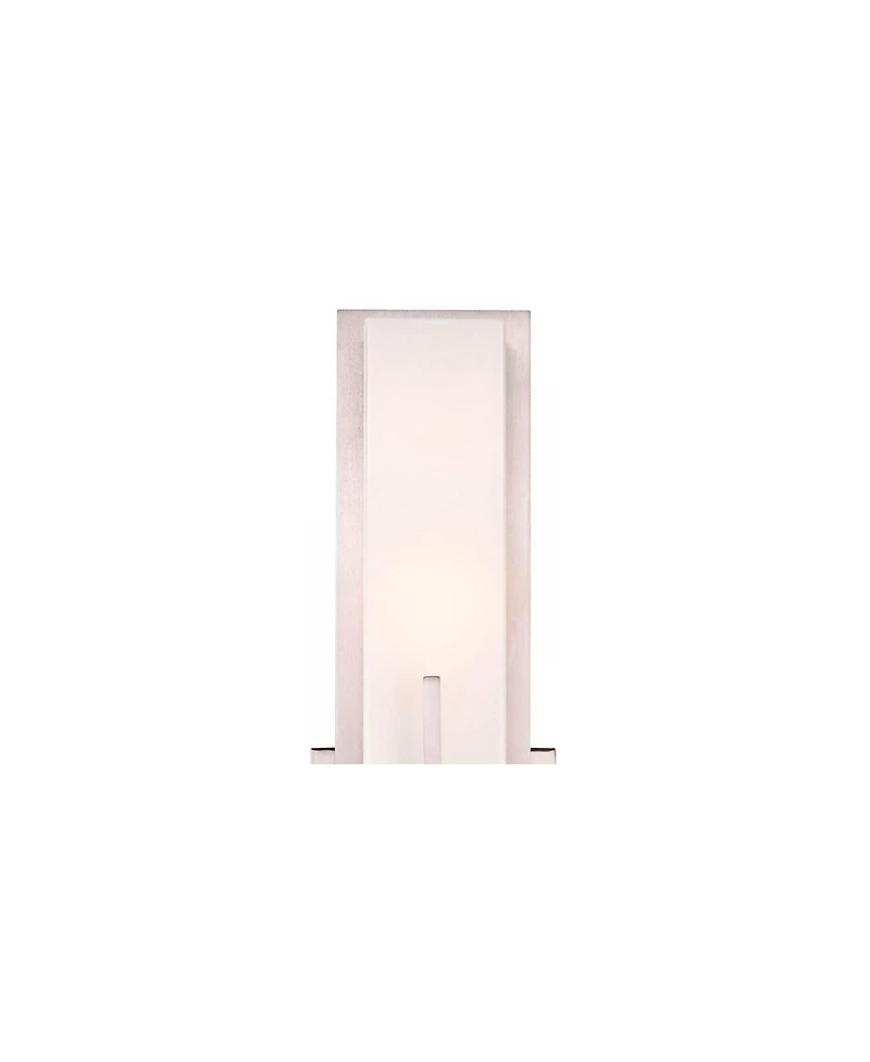 Possini Euro Design Midtown Modern Wall Light Sconces Set of 2 Satin Nickel Hardwire 4 1/2" Fixture White Glass for Bedroom Bathroom Vanity Reading