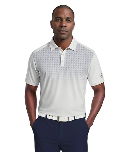 Pga Tour Men's Active Ombre Geo Print Golf Polo Shirt