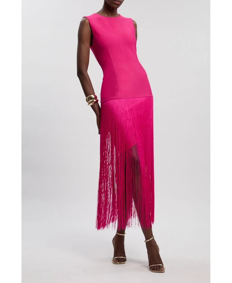 Karen Millen Women's Form Fit Bandage Tassel Hem Mini Dress