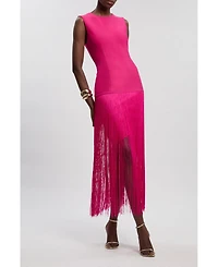 Karen Millen Women's Form Fit Bandage Tassel Hem Mini Dress